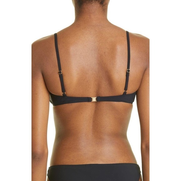 TOTÊME Black Tie Front Recycled Polyamide Blend Triangle Bikini Top Size S NWT - Picture 5 of 13